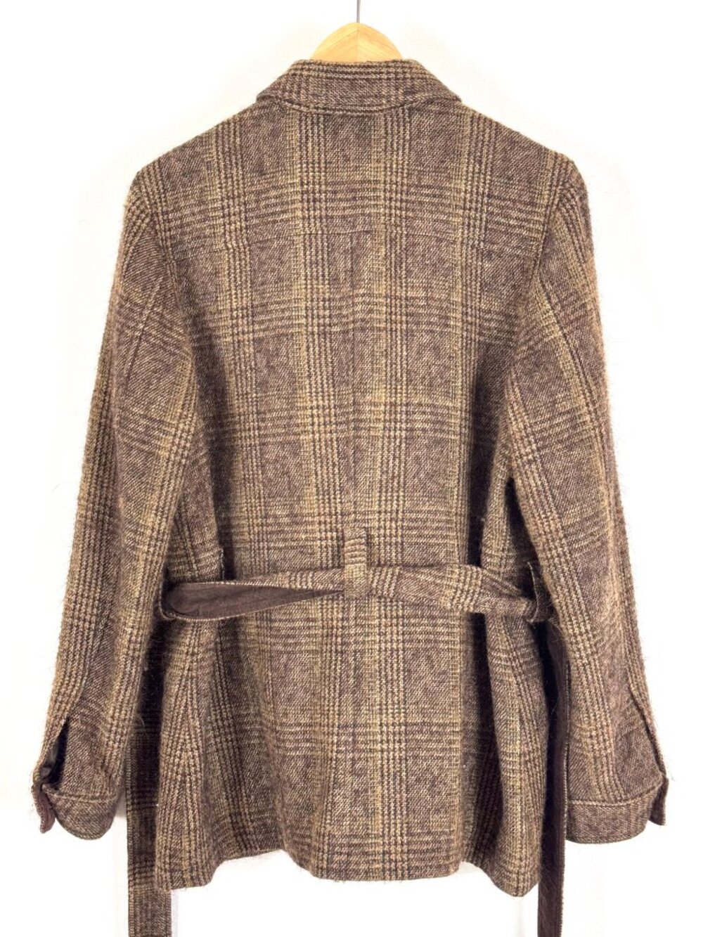 Eddie Bauer Women Brown Plaid Wool Mohair Utility Jacket Belted Hunting Outdoors - Picture 7 of 9
